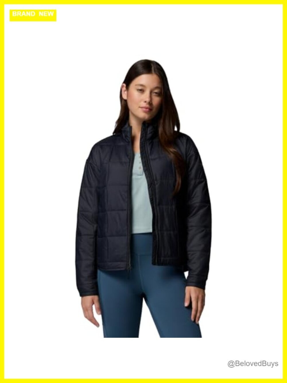 Quilted Jacket Long Sleeve Zip Pockets Band Collar